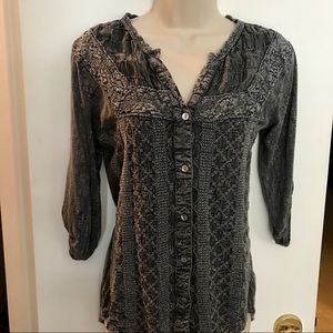 ANTHRO Gray SOLITAIRE blouse Size S